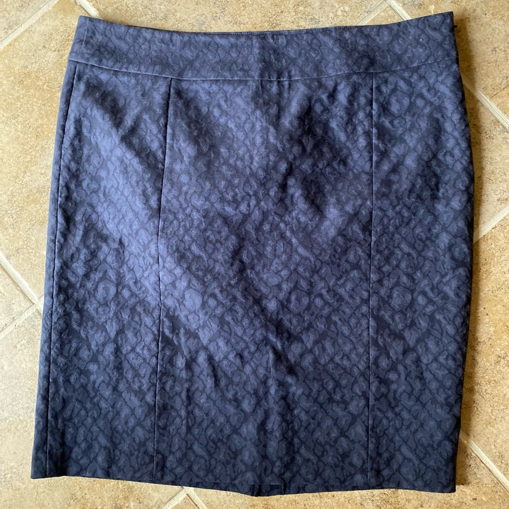 Foxcroft - Lovely 2 tone blue abstract pattern midi pencil skirt, Size: 16